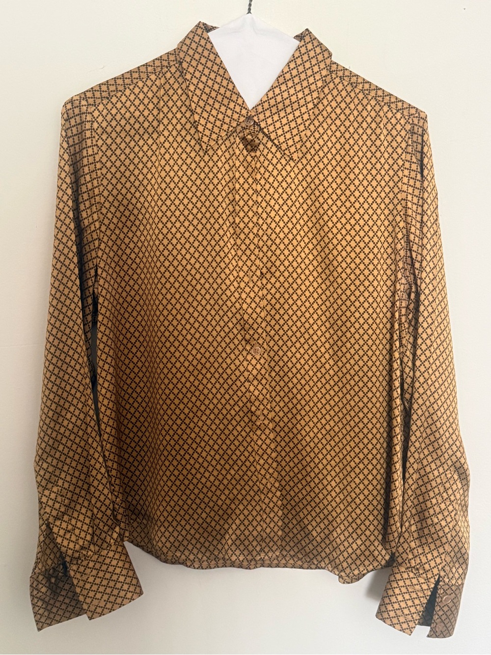 Mossimo Supply Co. Women's Tan Blouse with Black Diamond Print
